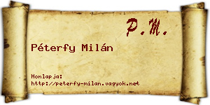 Péterfy Milán névjegykártya