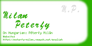 milan peterfy business card